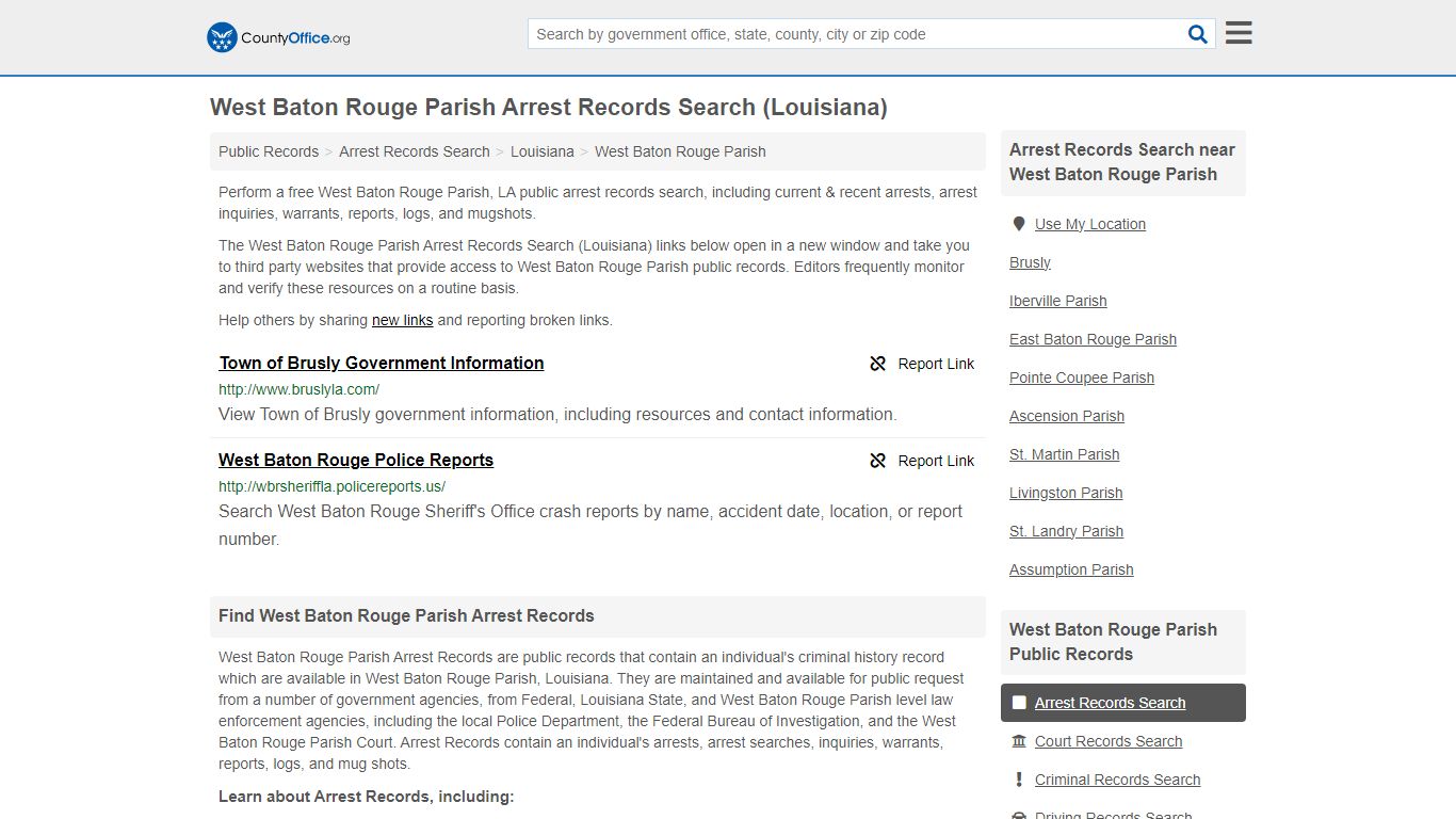 West Baton Rouge Parish Arrest Records Search (Louisiana)